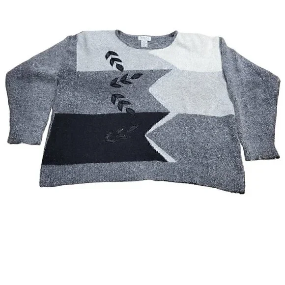 Erika II Collection Womens 2X Black Gray Long Sleeve Top Sweater Angora Blend - Picture 5 of 10